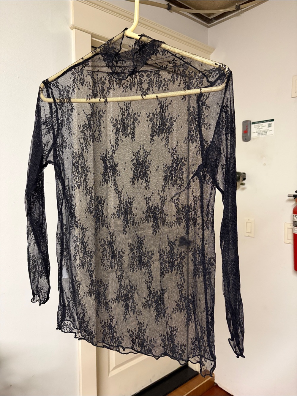 Sheer Black Lace Long Sleeve Top new with a tag